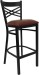 X Back Black Metal Bar Stool with Burgundy Vinyl Seat