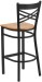 X Back Black Metal Bar Stool with Natural Wood Seat