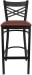 X Back Black Metal Bar Stool with Burgundy Vinyl Seat