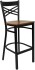 X Back Black Metal Bar Stool with Cherry Wood Seat