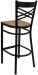 X Back Black Metal Bar Stool with Cherry Wood Seat