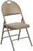 Beige Vinyl Seat Triple Braced Metal Folding Chair with Easy-Carry Handle