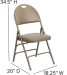 Beige Vinyl Seat Triple Braced Metal Folding Chair with Easy-Carry Handle