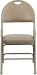 Beige Vinyl Seat Triple Braced Metal Folding Chair with Easy-Carry Handle