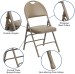 Beige Vinyl Seat Triple Braced Metal Folding Chair with Easy-Carry Handle