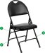 Black Vinyl Seat Triple Braced Metal Folding Chair with Easy-Carry Handle