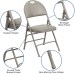 Gray Vinyl Seat Triple Braced Metal Folding Chair with Easy-Carry Handle