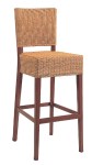 Wicker Bar Stool with mahogany frame