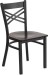 Metal X Cross Back Restaurant Chair Walnut Wood Seat