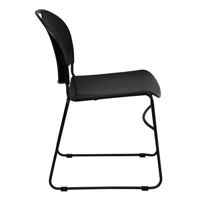 Black Sled Base Stacking Chair with Plastic Seat and Back