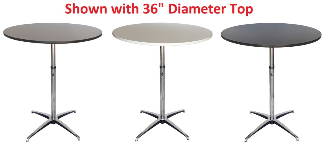 24'' Round Wood Cocktail Table with Standard and Bar Height Table Columns 