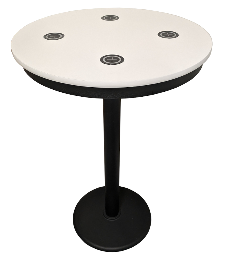 Round Charging Table with Black Base 4 Black Chargers