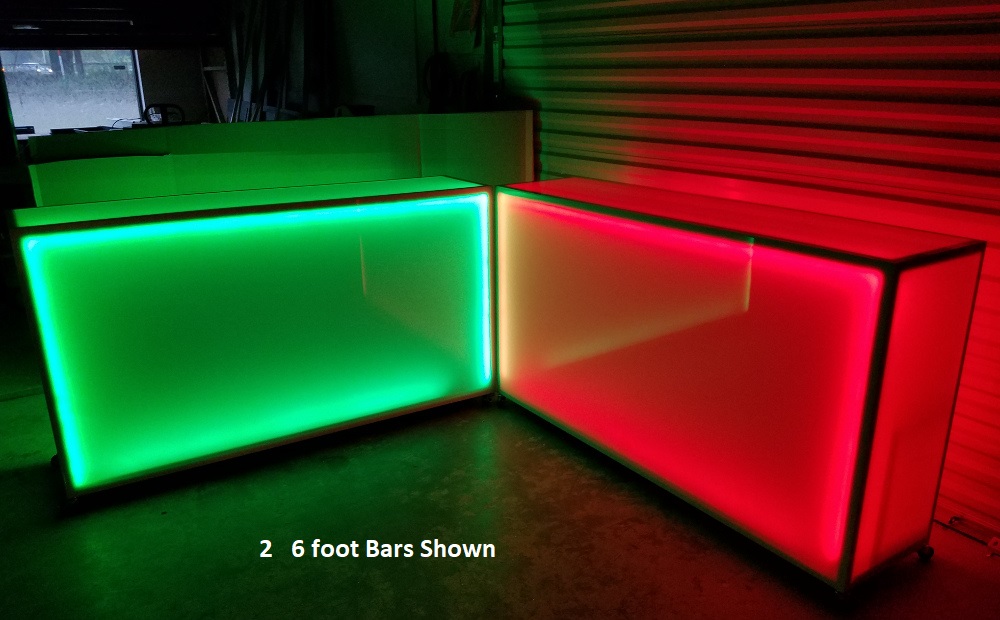 Light Up 6 Foot Rolling Counter LED Glow Bar on Wheels