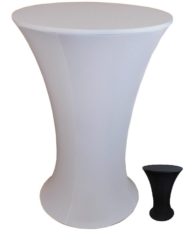 White Stretch Spandex Cover for Round Bottom Cocktail Tables