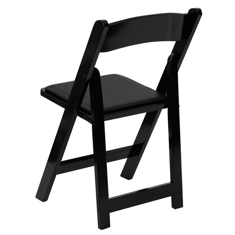 Black Wood Folding Chair W Padded Seat